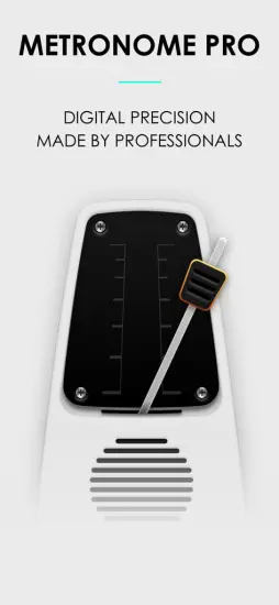 Metronome Pro app showcasing its digital precision with a stylized metronome graphic.