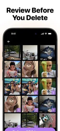 The stats screen, showing how many photos have been reviewed and how much space has been saved.