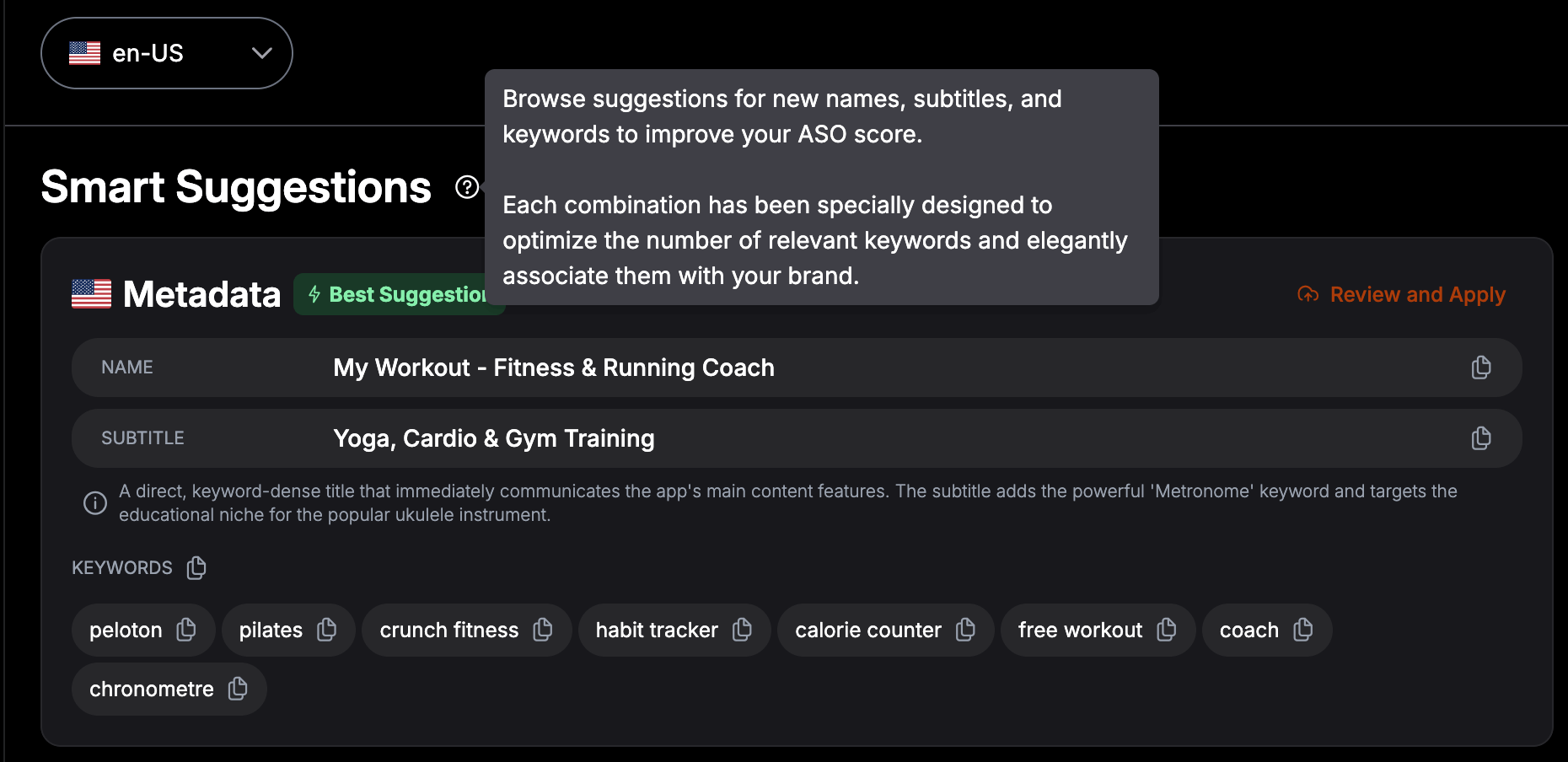 ASO - Update Suggestions by Spark